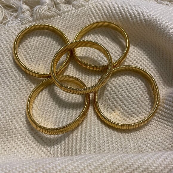 BEN AMUN Cobra Stretch Bangle Bracelet 24K Gold Plating One Size Fits Most New - Picture 11 of 12